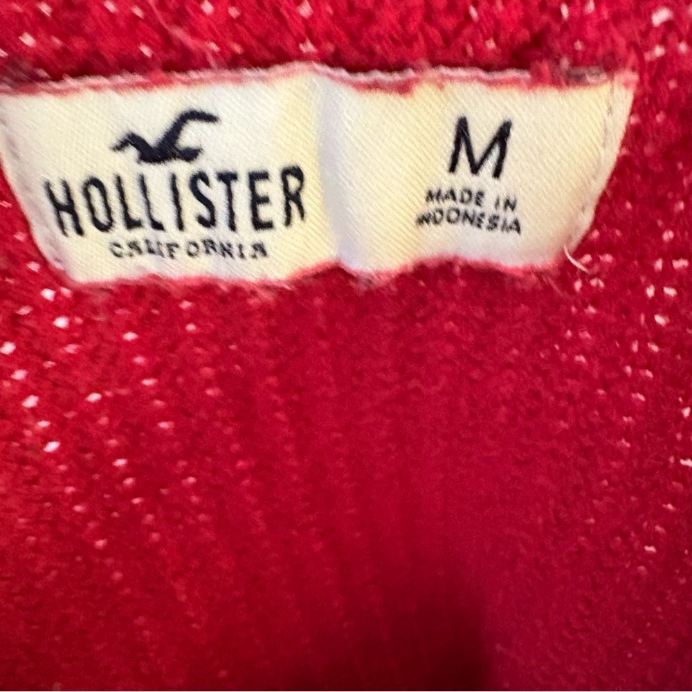Hollister Waffle Knit Cropped Red Sweater Wmn’s M Valentines - Picture 9 of 11